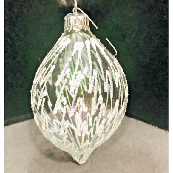 European Glass Christmas Ornaments Set of 5 Teardrop #7331 Commodore Hand Paint - Picture 1 of 6